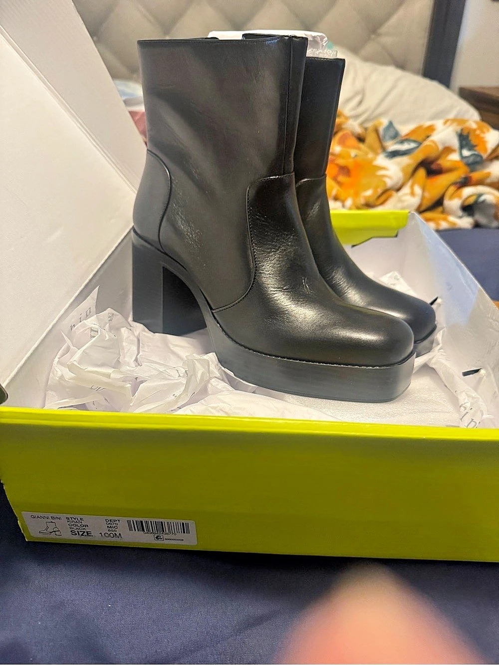 Black Block Heel Boots New Gianni Binni size 10